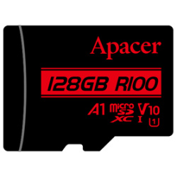 Apacer MicroSD kártya - 128GB microSDXC UHS-I Class10 V10 A1 (R/W: 100/10 MB/s) + adapter