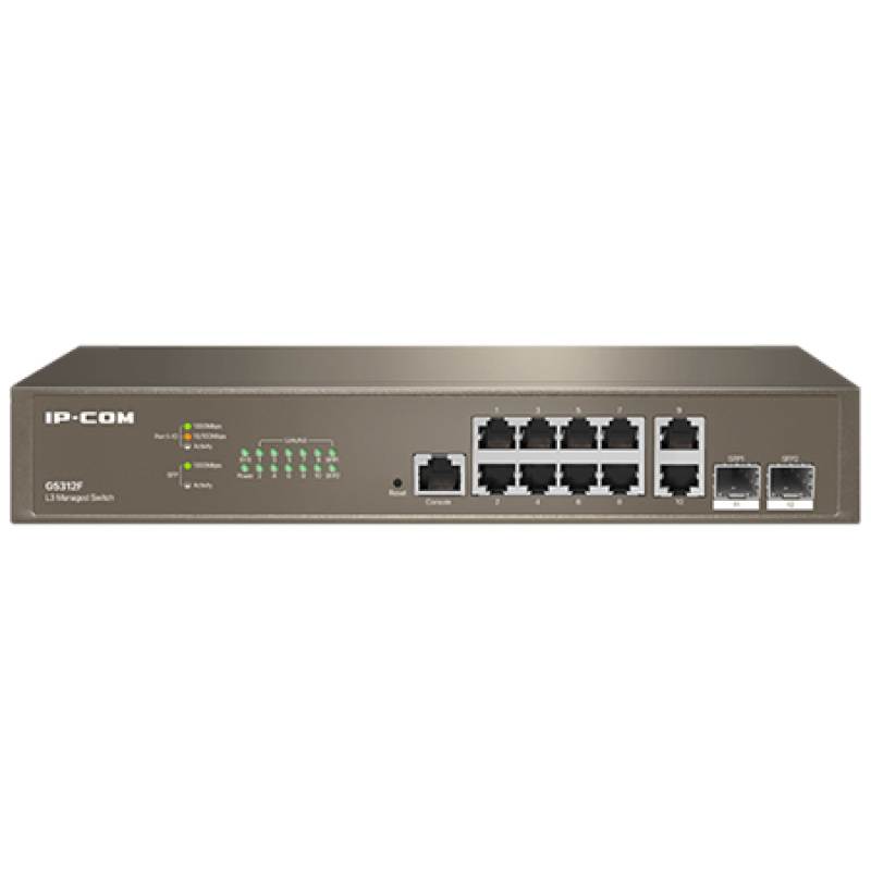 IP-COM Switch Vezérelhető - G5312F (10x1Gbps; 2x SFP; 1x console port; L3)