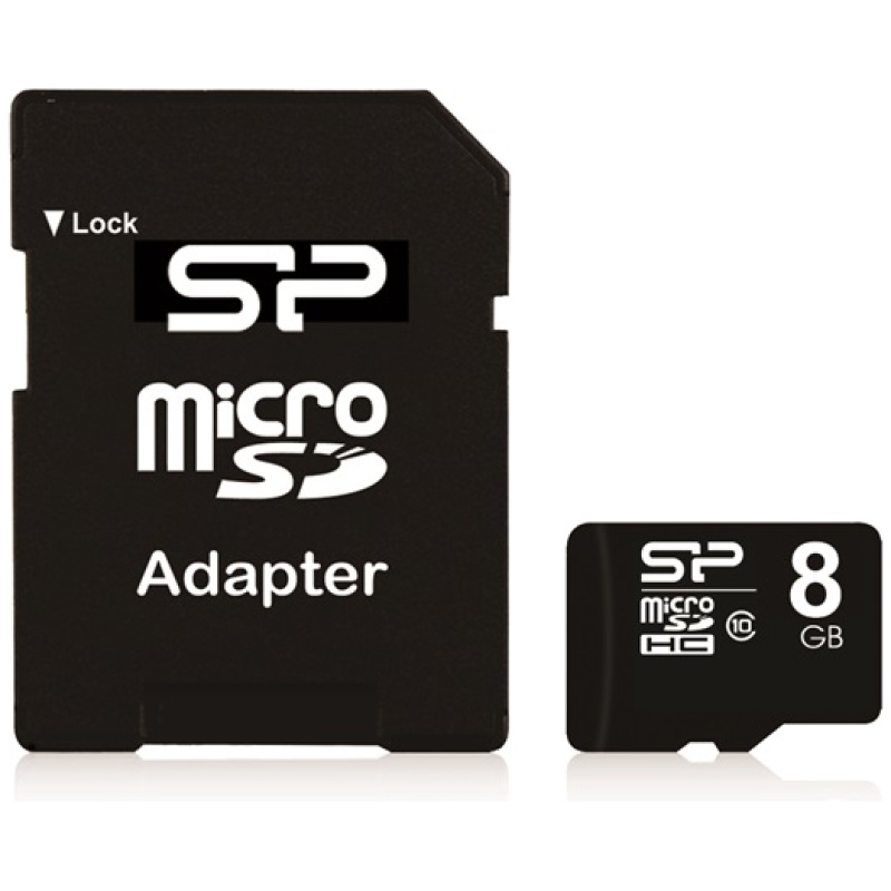 Silicon Power MicroSD kártya - 8GB microSDHC Class10 + adapter