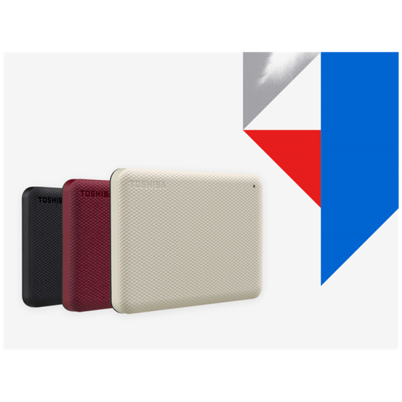 Toshiba Külső HDD 2.5" - 2TB Canvio Advance Piros (USB3.0; ~5Gbps; NTFS/HFS+; Mac kompatibilis)