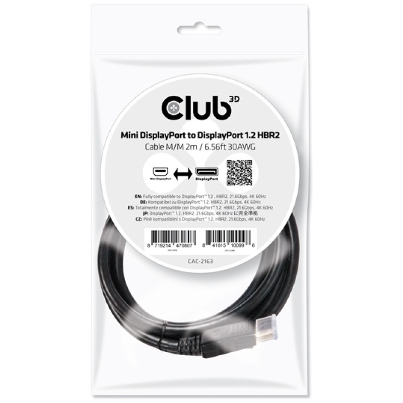 Club 3D Kábel - CAC-2163 (Mini DisplayPort to DisplayPort 1.2