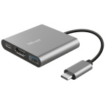 Trust Kábel Átalakító - Dalyx 3in1 Multiport USB-C (szürke