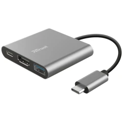 Trust Kábel Átalakító - Dalyx 3in1 Multiport USB-C (szürke